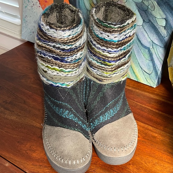 Toms Forged Iron Grey Suede Textile Mix Nepal Boots - Picture 2 of 5